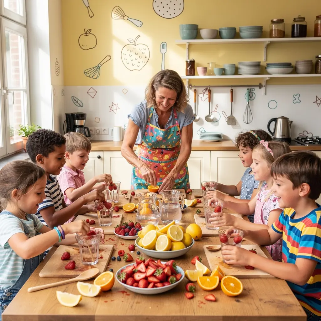Bouteille de mГ©lange d'infusion de fruits, mettant en valeur des saveurs vives et rafraГ®chissantes.