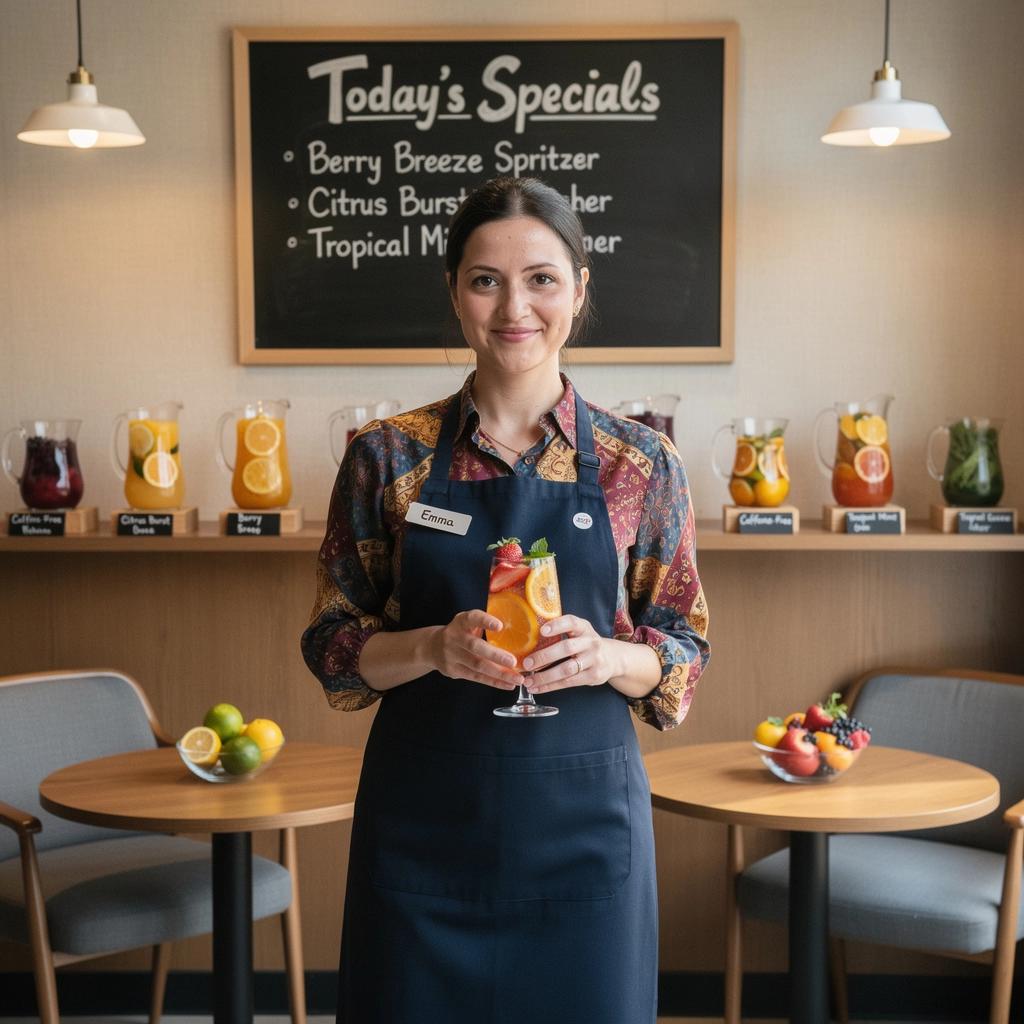 Tasse de boisson infusée aux fruits, mettant en valeur des teintes éclatantes de baies et d'agrumes.