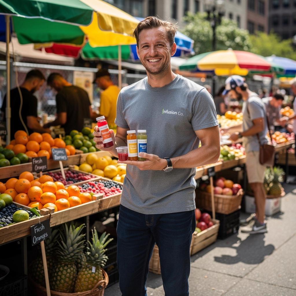 Composition colorée de fruits frais, illustrant un mélange sans caféine pour une dégustation agréable.